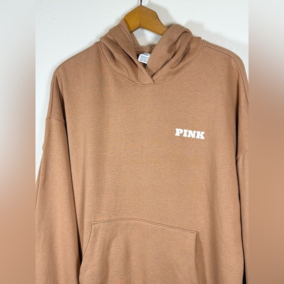 NWT! Victoria Secret PINK Ivy Campus Pull Over Hoodie Toffee Size L - Picture 4 of 10